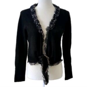 Magaschoni Cashmere Ruffled Cardigan Black Size M